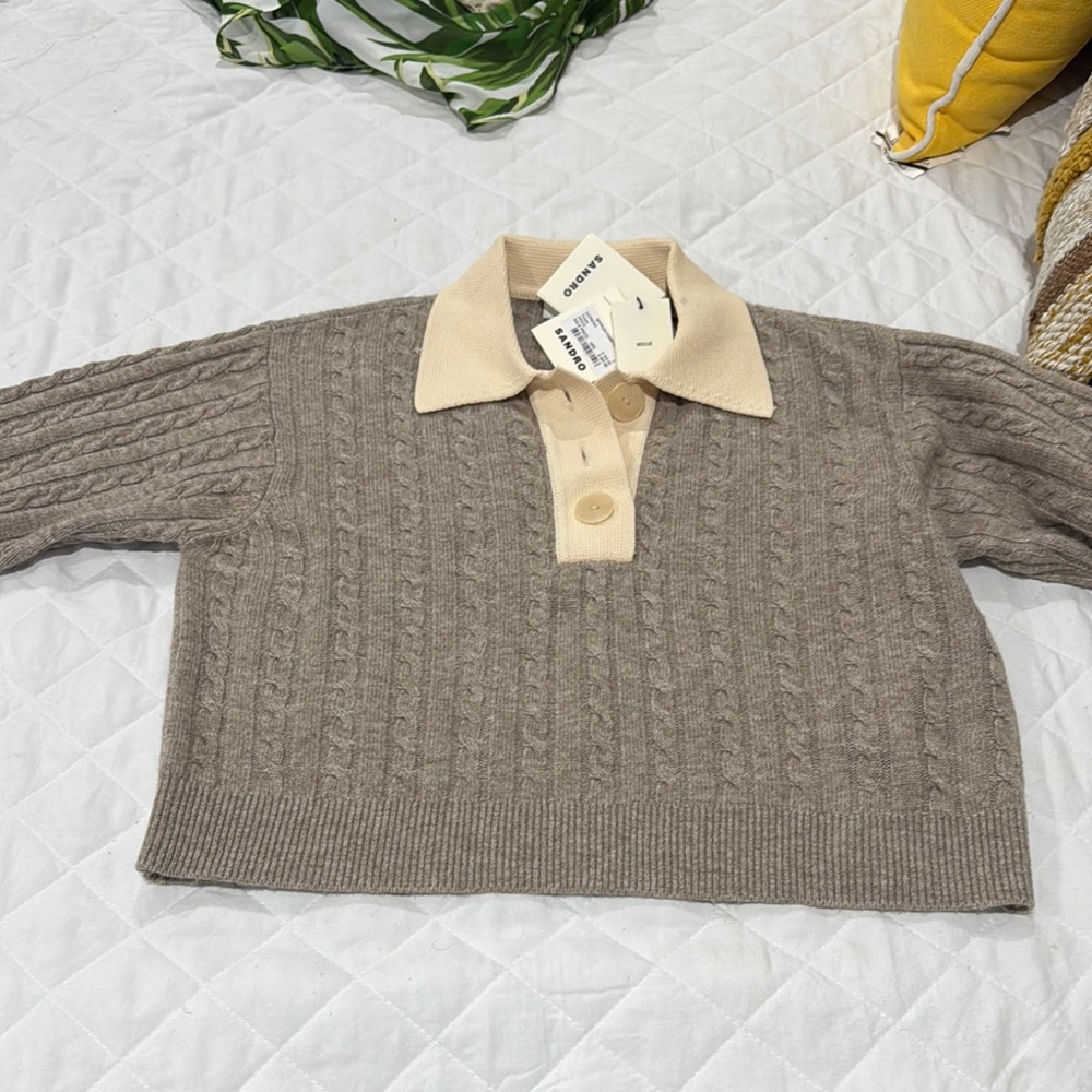 Cable Knit Sweater with Collar